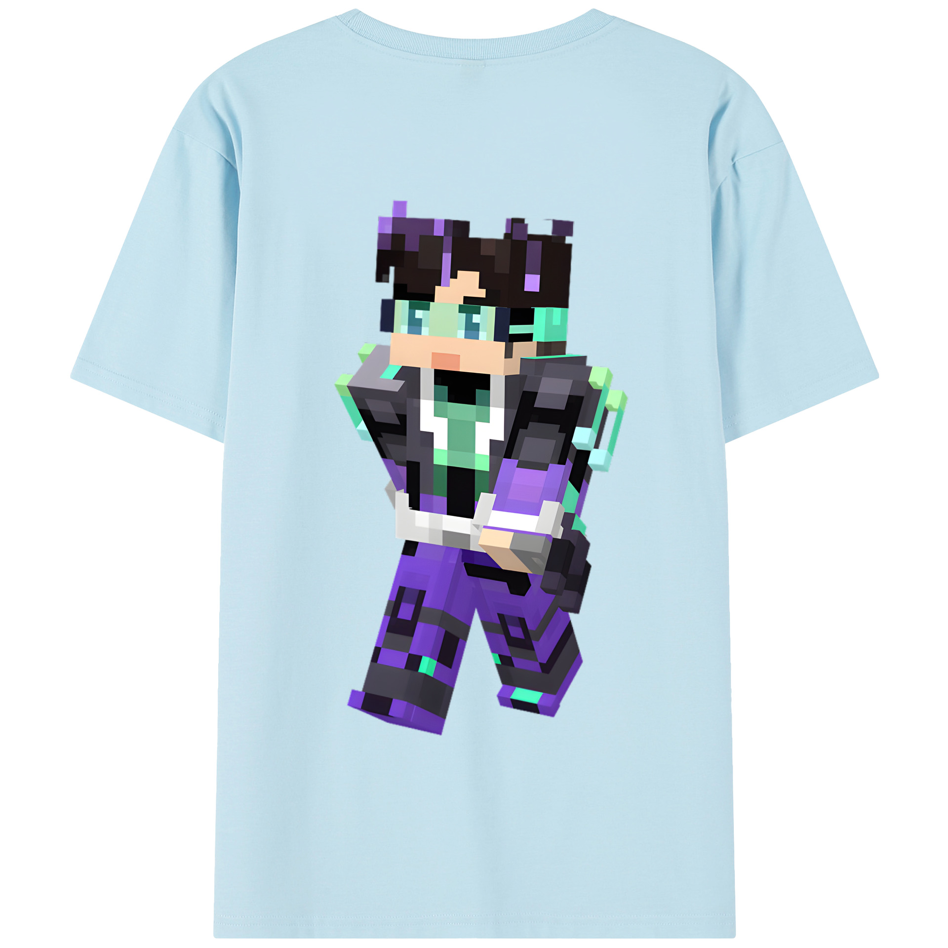 （画像用） マインクラフト ブロックの世界 Minecraft MC Block world 綿100％半袖Tシャツ（背面プリント）